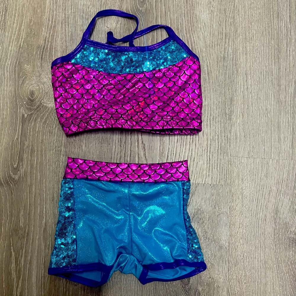 Girls Mermaid Dance top and shorts